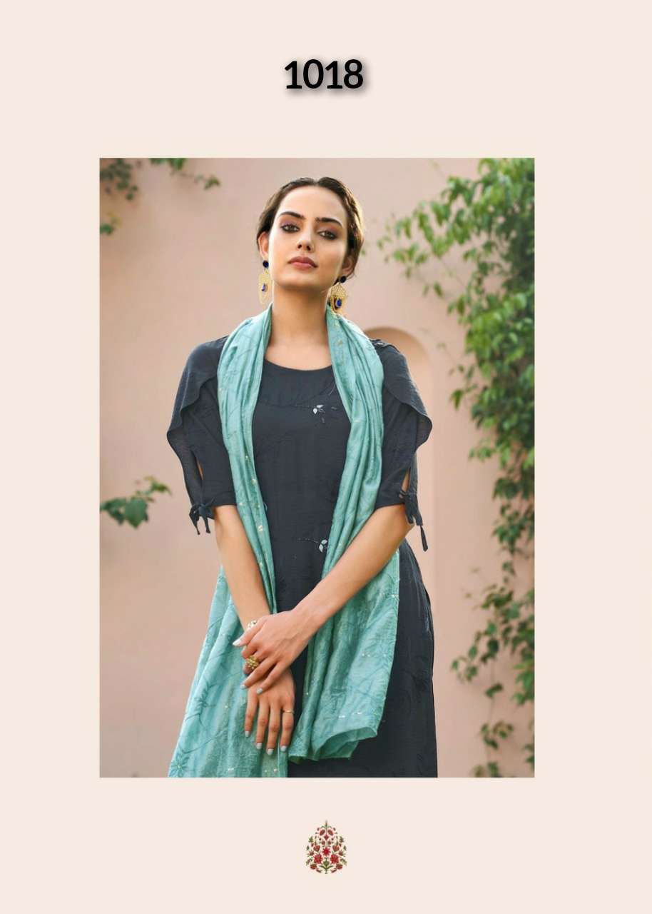 S3 Forever-noor Vol 2-berlin Silk - Embroidery - And - Handwork Kurti With - Pant And - Heavy - Sequence -Dupatta-1018-c